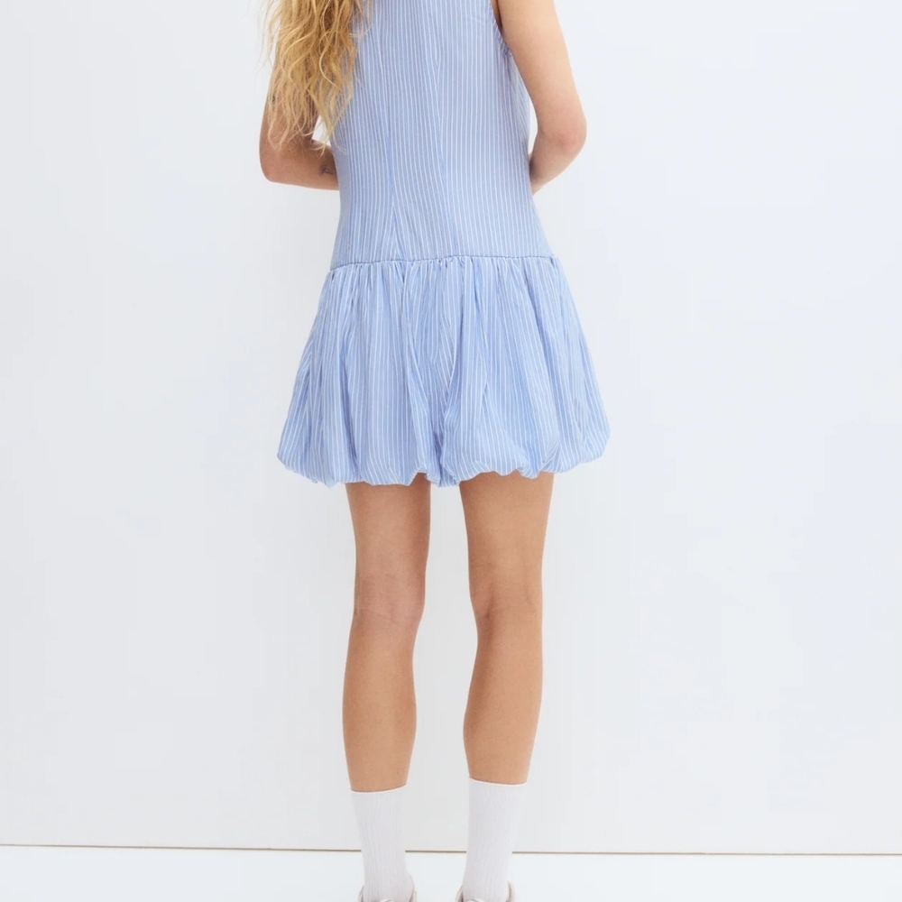 H&M Sleeveless Blue Pinstripe Shirt Dress - Picture 4 of 6